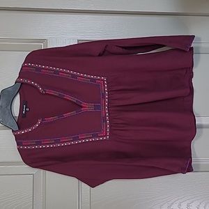 Madewell boho embroidery metal sequin detail wool blend top size XXS